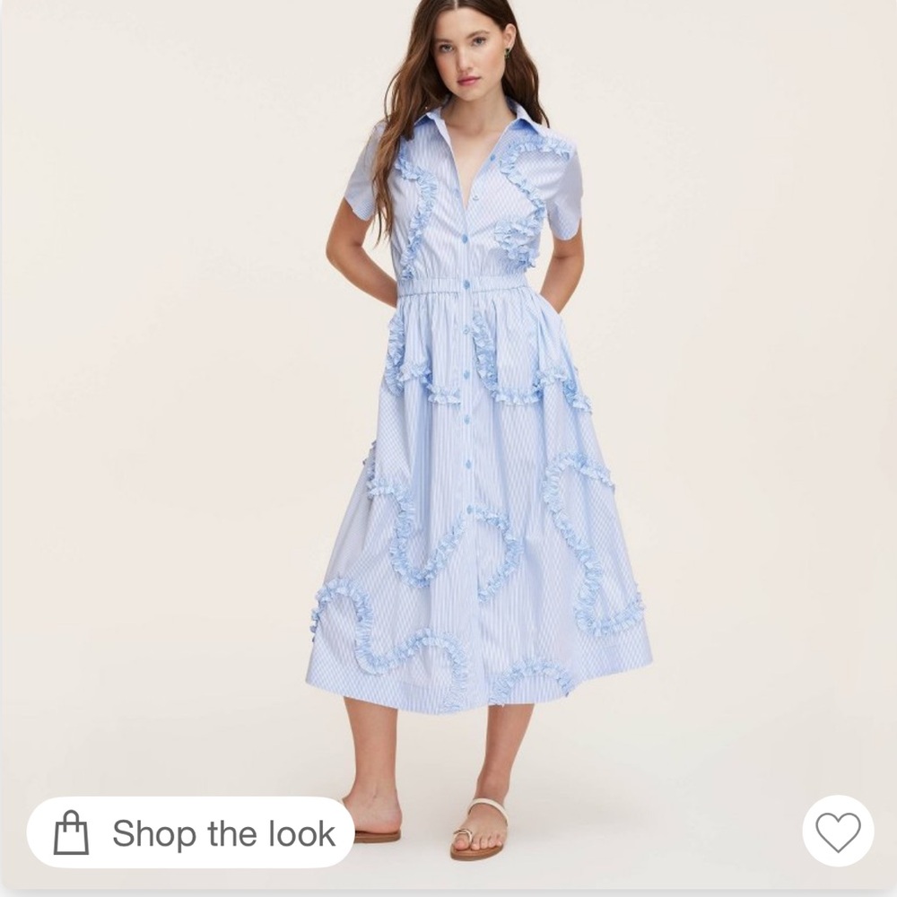 Blue and White Striped Midi Dress
